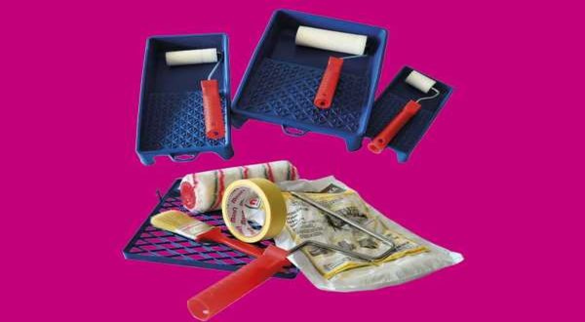 Festő szett, lakkozó szett, szivacshengerrel, tállal